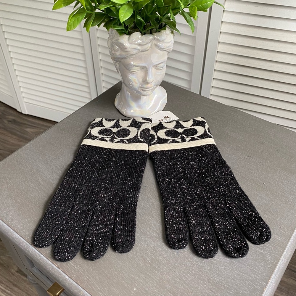 Y2K Coach NWT Metallic Signature Lurex Gloves